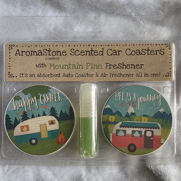 Scented Car Coasters - Happy Camper & Life is a Journey - Picture 1 of 1